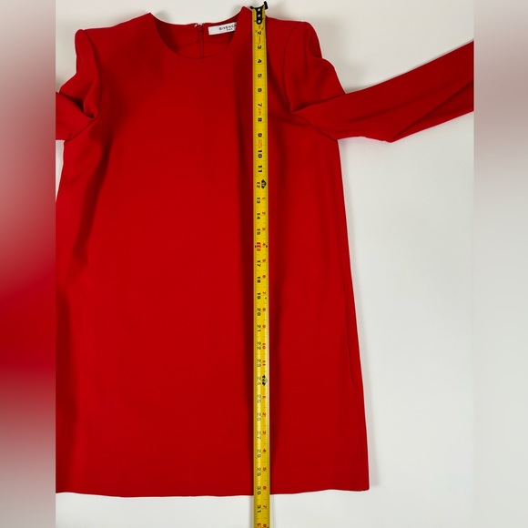 Givenchy dress! Classic, red, long sleeve w/shoulder pads, 2 front pockets, mini - Picture 1 of 14
